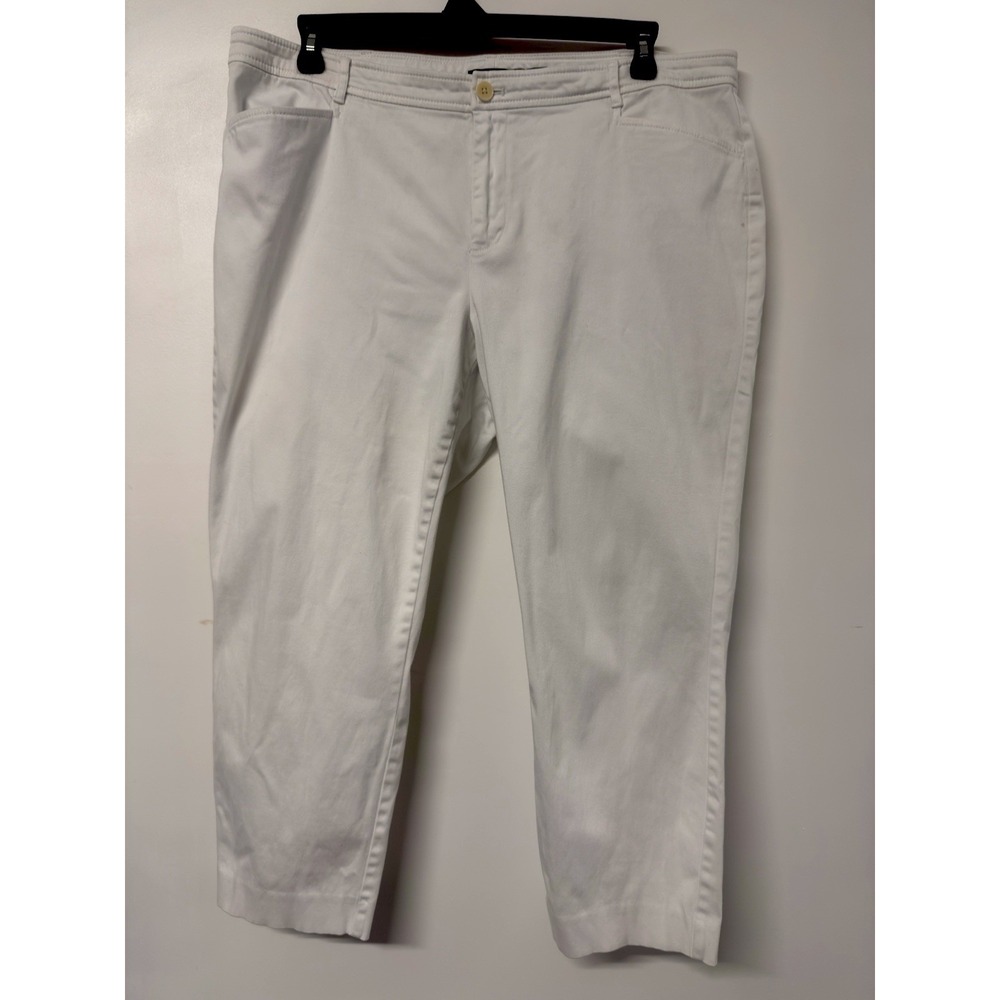 Lauren Ralph Lauren 18W White Cotton‎ Stretch Pants Women Ladies Straight  #25